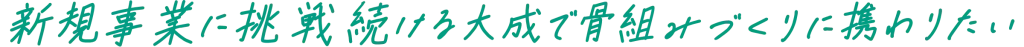新規事業に挑戦し続ける大成で骨組みづくりに携わりたい